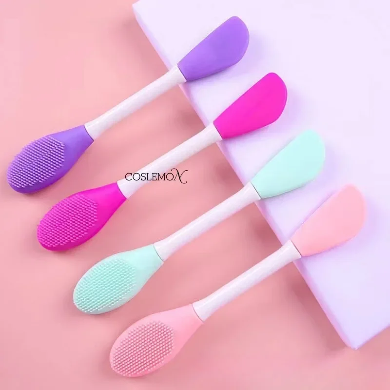 Dubbele Kop Siliconen Borstels Lepel Spatel Roerstok Gezichtsmasker Gezichtsmassage Reiniging Scrubber Huidverzorging Make-Up Tools