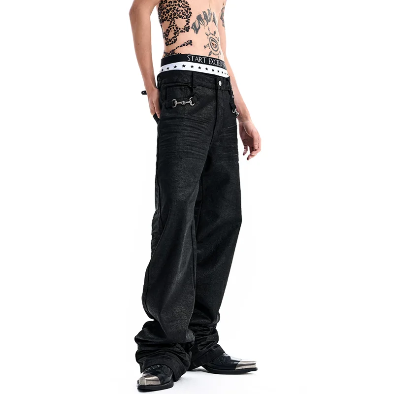 LUZHEN 2026 New Original High Quality Fashion Straight Tube Casual Jeans Men's Handsome Pleated Design Male Denim Pants JY8672