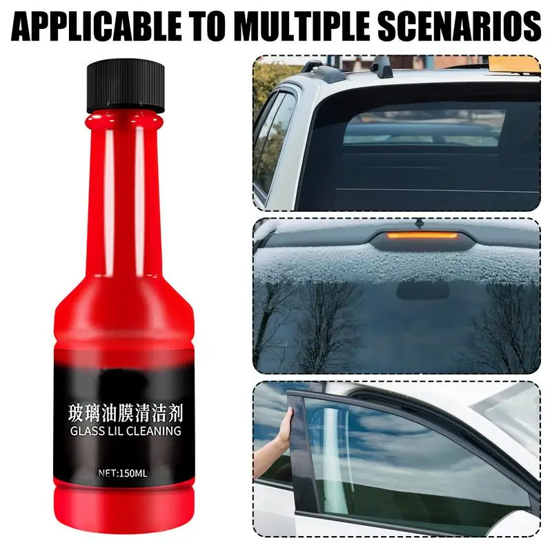 Limpiador de película de aceite de vidrio automotriz, limpiador de parabrisas de coche, líquido de eliminación de película de vidrio para ventana de coche, elimina manchas de agua y suciedad, 150ml