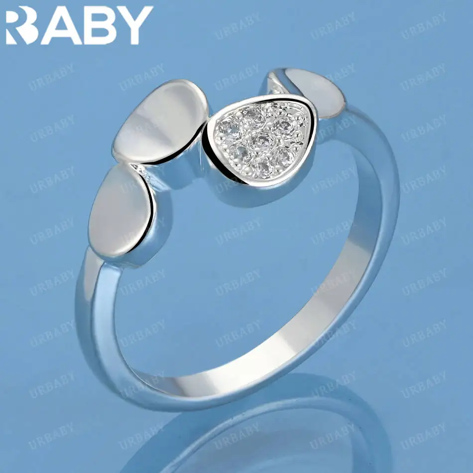 

URBABY 925 Sterling Silver Size 7-10 Zircons Geometric Ring For Women Fashion Jewelry Charm Grace Noble Wedding Accessories