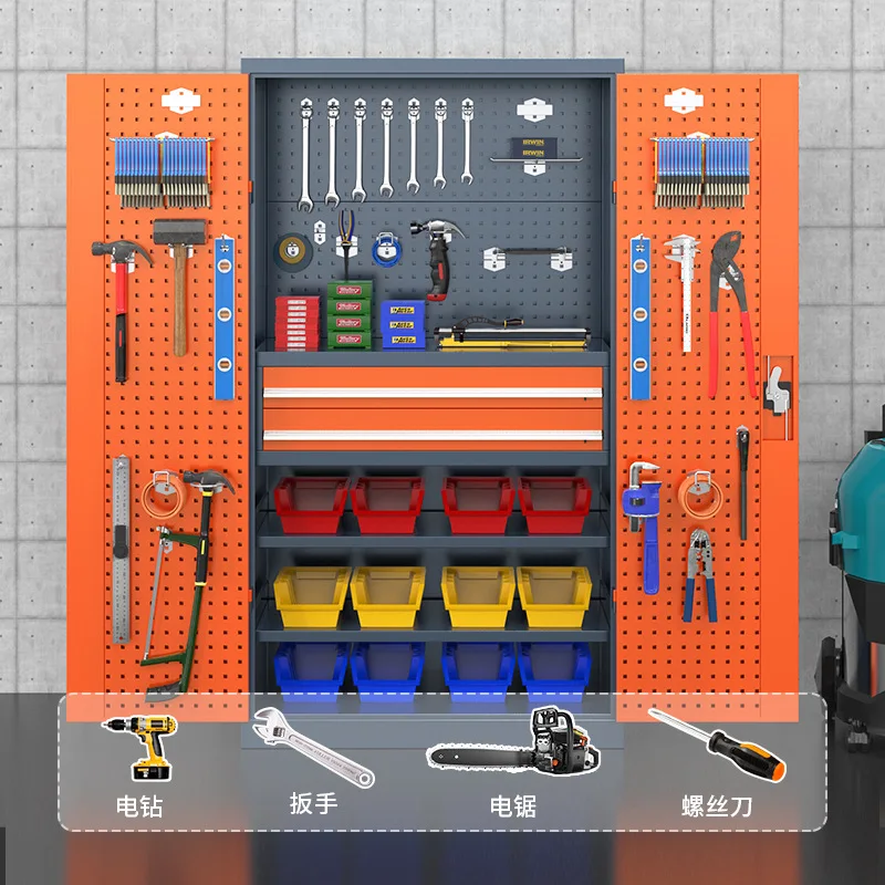 

Heavy duty hardware tool cabinet Auto repair workshop Iron sheet Double door Parts storage box Factory thickened multi-functiona