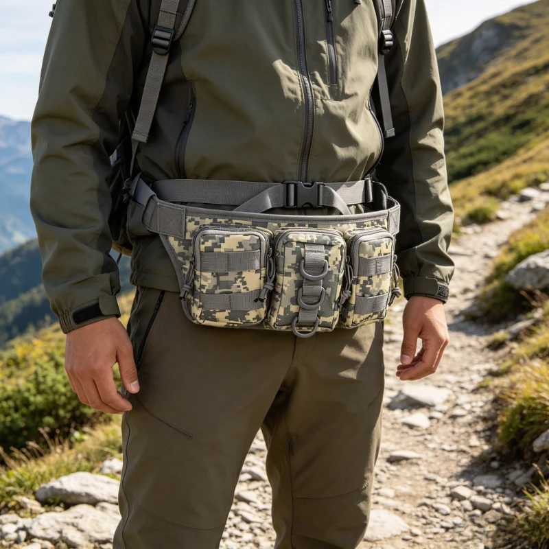 3-Piece Camo Tactical Waist Packs, Small Waterproof Outdoor Hiking Cycling Fanny Bags, Anti-Scratch Durable Durable Wear