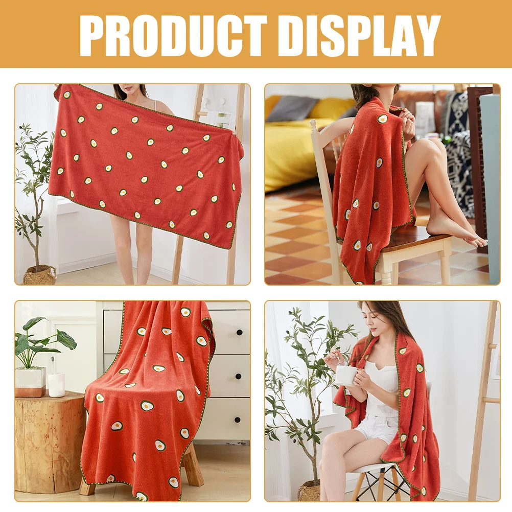 

Coral Fleece Bath Towel Avocado Pattern Soft Absorbent Lightweight Foldable Large Towel For Hotel Spa Bathroom Shower