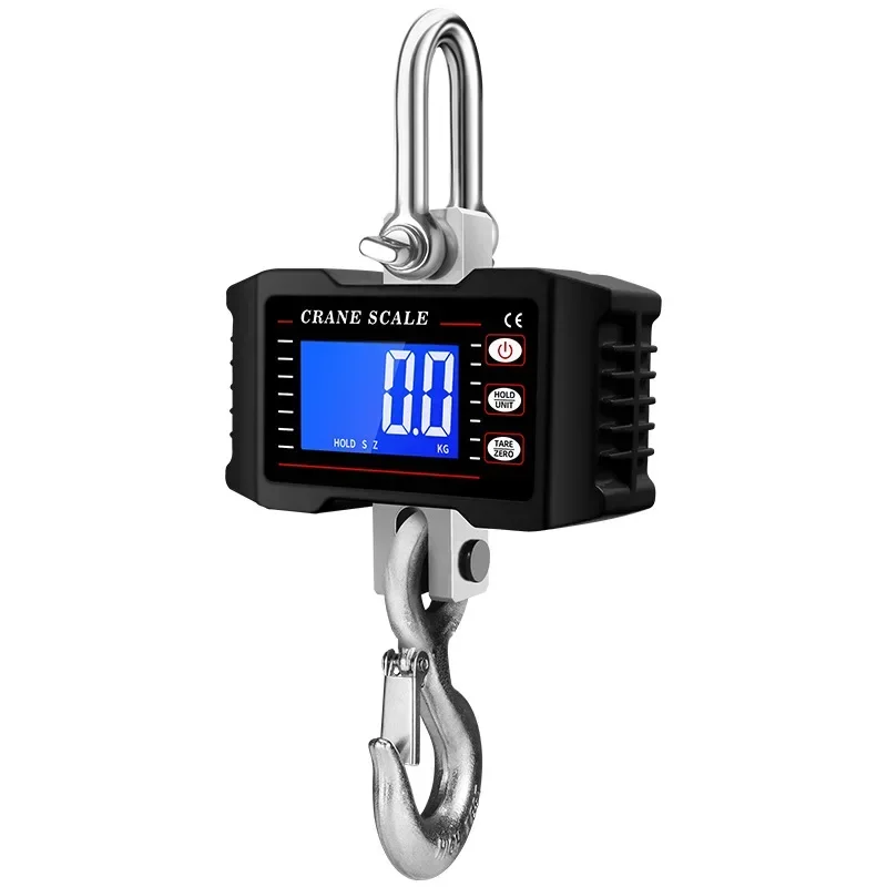 Digital Hanging Scale 1000kg Portable Heavy Duty Crane Scale LCD Backlight 2204lbs Industrial Hook Scales Electronic Weigher