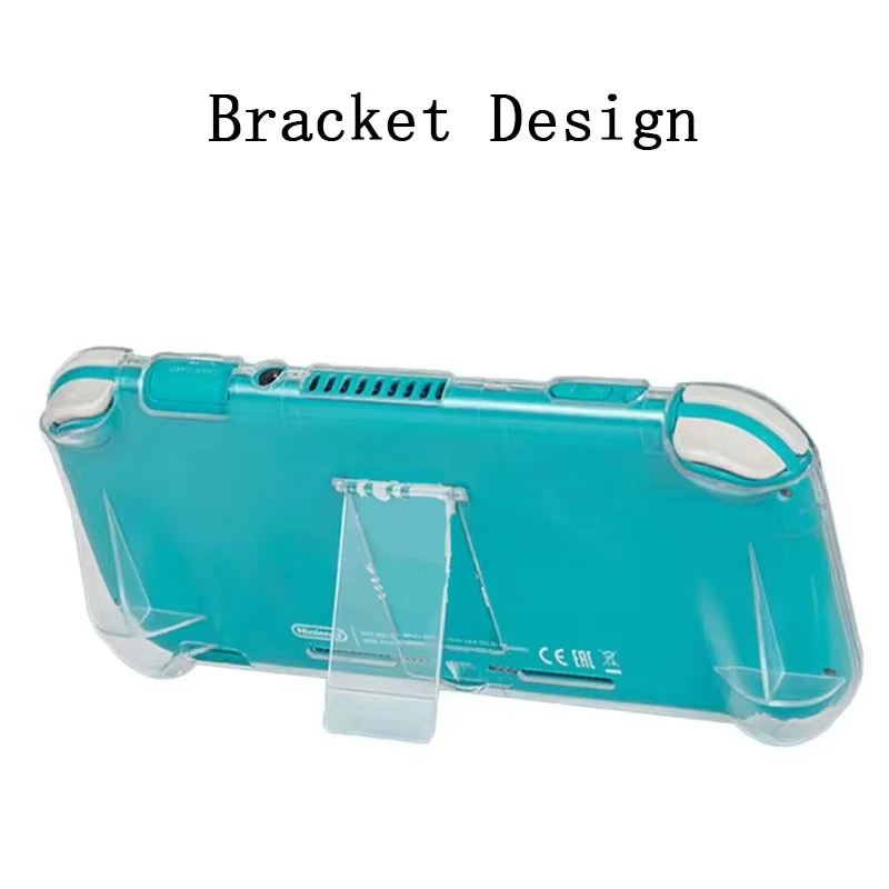 Hard Protective Case for Switch Lite Game Console Transparent Cover Anti-Scratch Crystal Shell Grip Case with Bracket