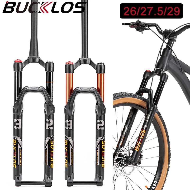 

BUCKLOS Air Suspension MTB Fork 26/27.5/29in Bicycle Forks 15*100MM Rebound Adjustable Mountain Bike Forks 140mm Travel