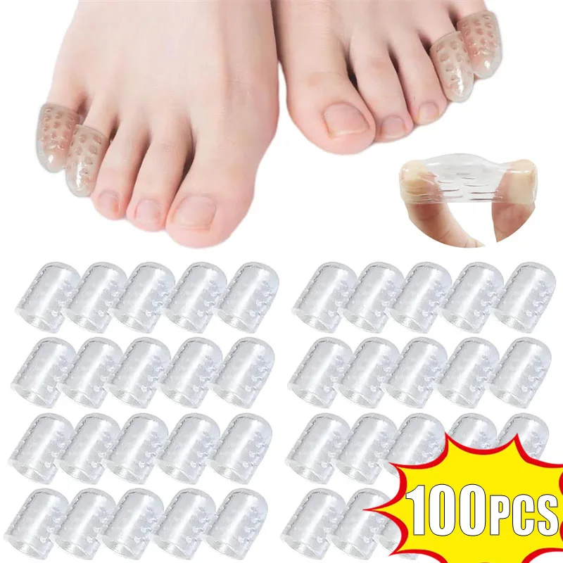 

2-100pcs Silicone Toe Protectors Elasticity Toe Caps Men Gel Little Toe Tube Anti-Friction Breathable Foot Care Toes Covers