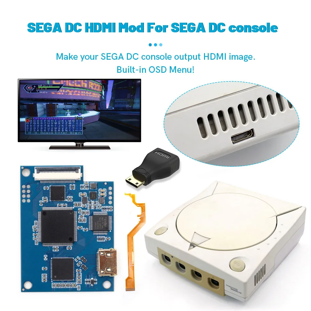 

Hispeedido Digital HDMI MOD Kit SEGA DC Digital to Digital 1080P HDMI TV Mod Kit For SEGA Dreamcast Console