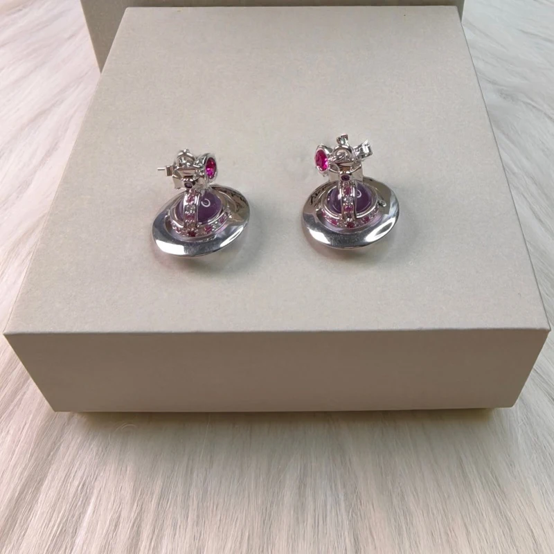 أقراط من الفضة الإسترليني S925 ثلاثية الأبعاد صغيرة من قاع زحل منقوشة #1