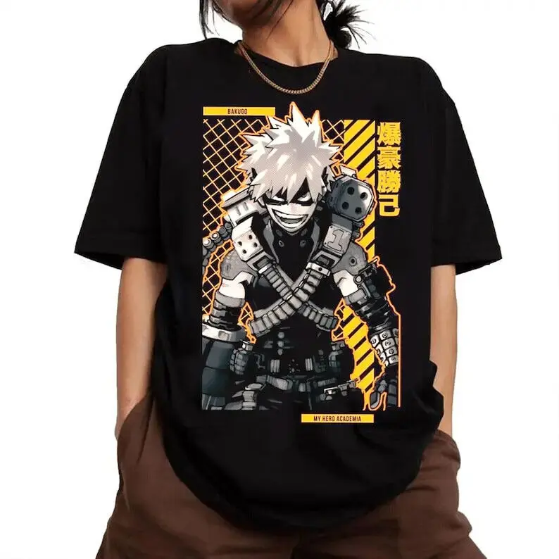 Bakugo Katsuki My Hero COTTON T-shirts Anime Unisex Men Women Tops Summer Tees