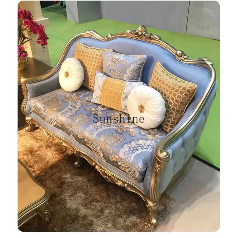 

French light luxury sofa fabric high-end luxury living room combination villa palace solid wood furniture FT