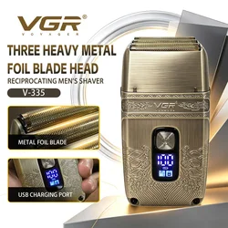 VGR Shaver Professional Electric Razor Shaving Machine Waterproof Beard Trimmer Metal Razor Digital Display Shaver for Men V-335