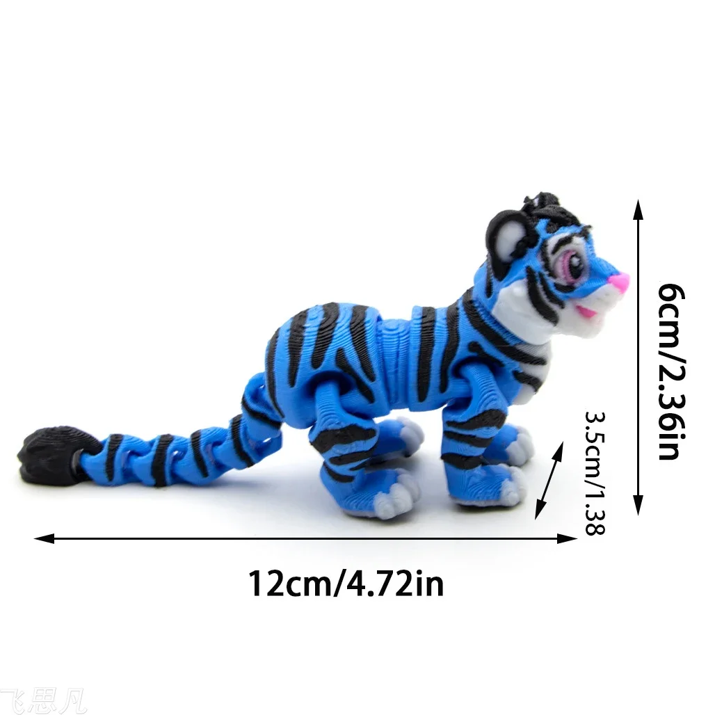 3D Printing Model Toys Mini Colorful Tiger Doll Multi-joints Movable Home Decoration Accessories Children\'s Gifts