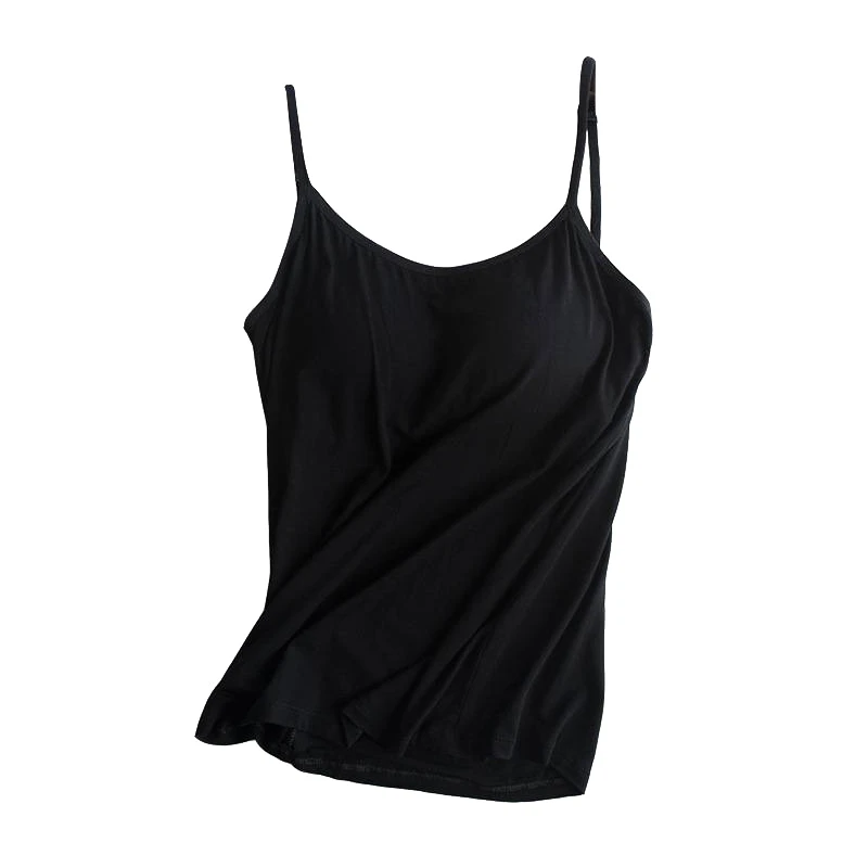 Lady Sexy Camisole Without Rims With Chest Pad Cotton Top Women Strap Sleeveless Thin Camisole Vest Top Simple Base Vest Tops