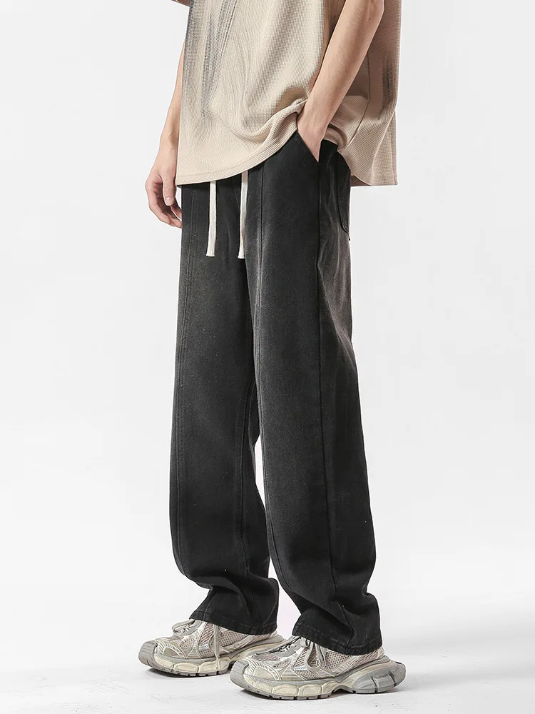 

Мужские джинсы American Sle Retro Dstring Denim, свободные, прямые, широкие, молодежные, модные, с высокой талией, на молнии