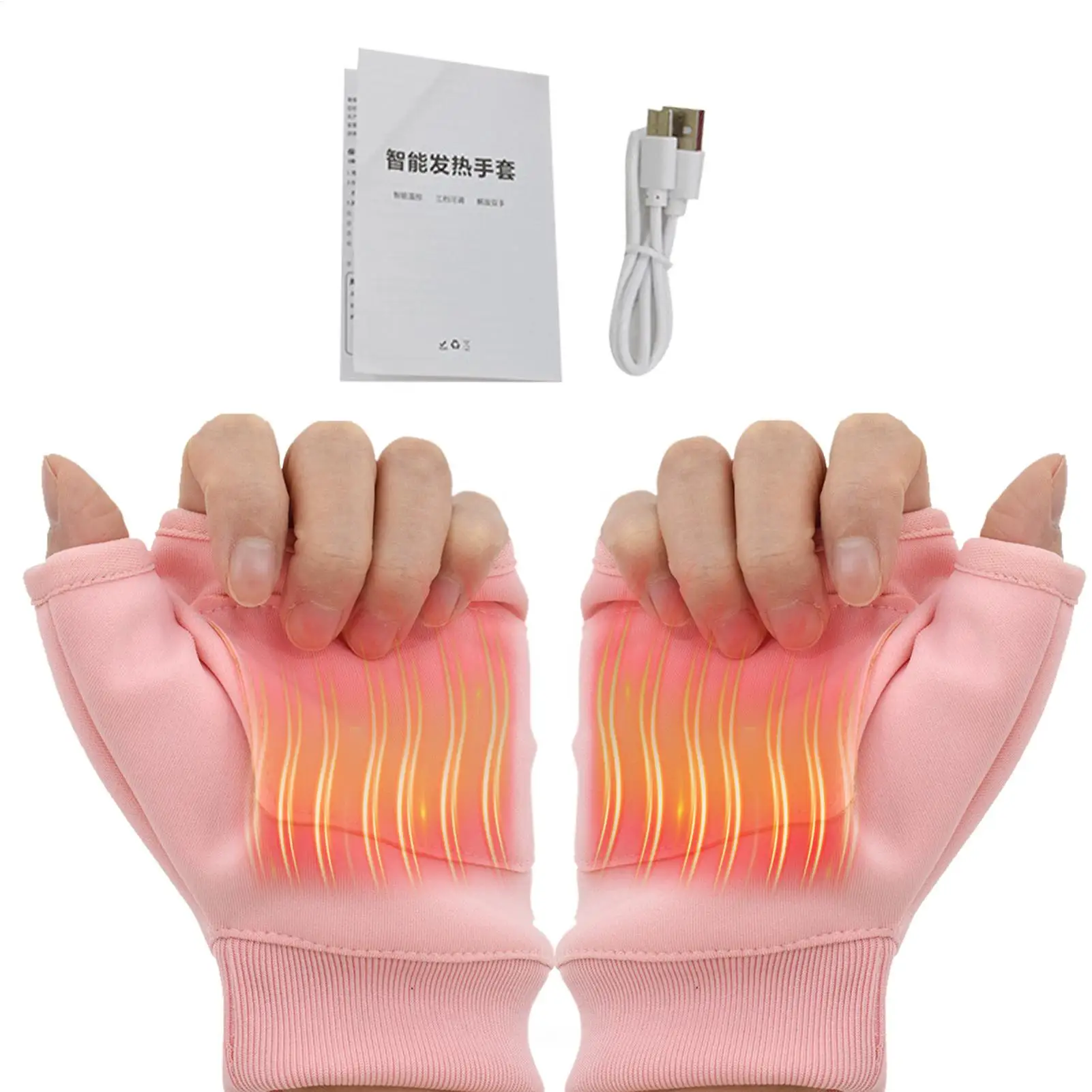 

Heated Gloves Fingerless Mountaineering Mittens USB Rechargeable Electric Thermal Hand Gloves For Women Outdoor Sports Cold