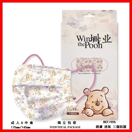 Miniso 10pcs Disney Winnie the Pooh Adult Disposable Dust Protection Safe Breathable Cartoon Anime Face Decoration MN029