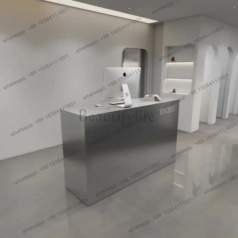 Best Sellers Stainless Steel Reception Desks Luxury Hair Care Small Reception Desks Simple Designs Office Furniture Banco Recept