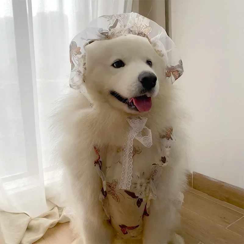 Summer Dog Dress Hat Poodle Schnauzer Bichon Frise Samoyed Border Collie Husky Labrador Golden Retriever Clothes Pet Clothing