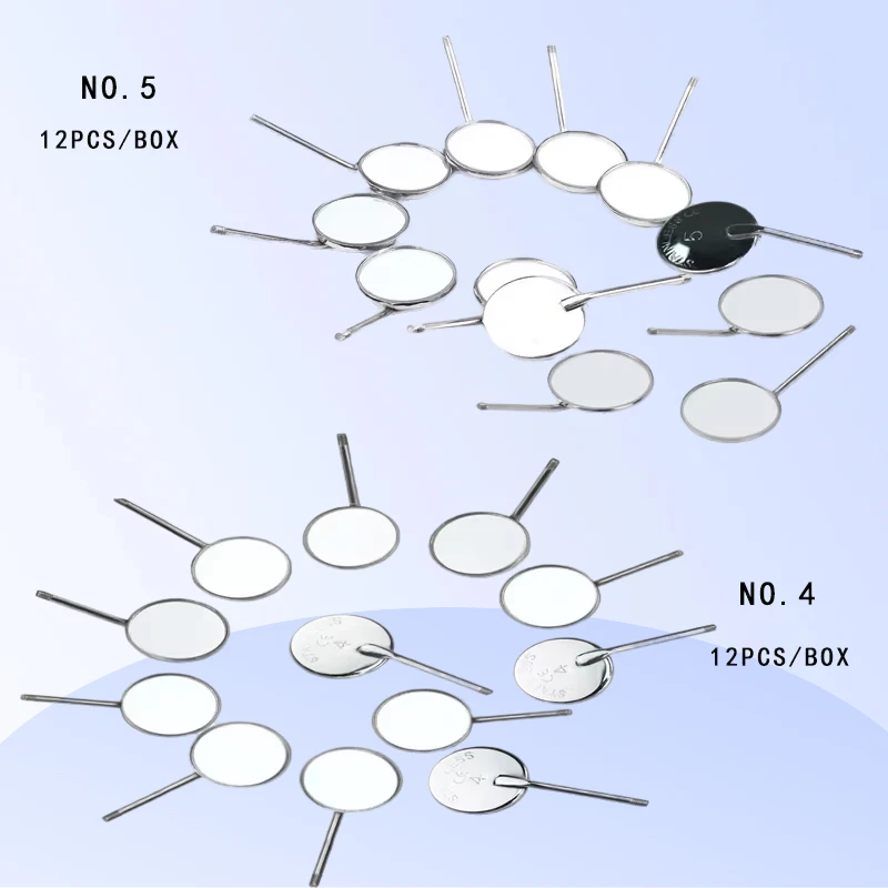 

12Pcs/box Dental Exam Mirror Head Mouth Reflector Oral Endoscope Mirrors Stainless Steel Dentistry Whitening Tool Equipment4#5#