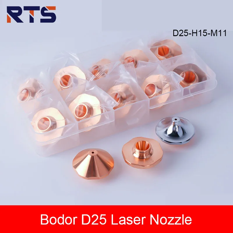 RTS Bodor Laser Cutting Nozzle Dia.25mm H15 M11 Single Double Layers Caliber 1.0-5.0mm Laser Hexagonal Copper Nozzles