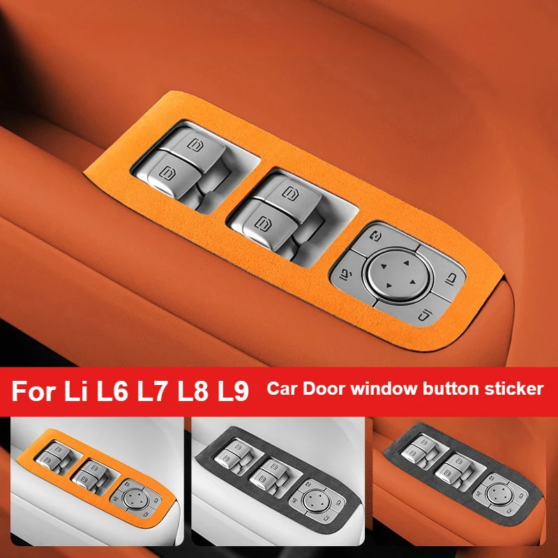 

For Li LiXiang L6 L7 L8 L9 4pcs Car Door Window Up Switch Button Panel Suede Leather Protection Sticker for Leading Ideal Li