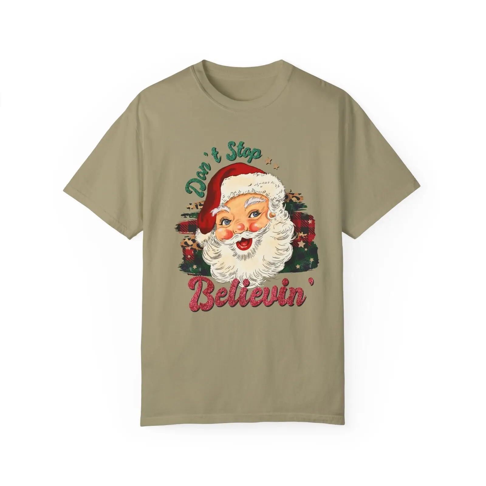 Don't Stop Believing Vintage Classic Santa Christmas Tshirt