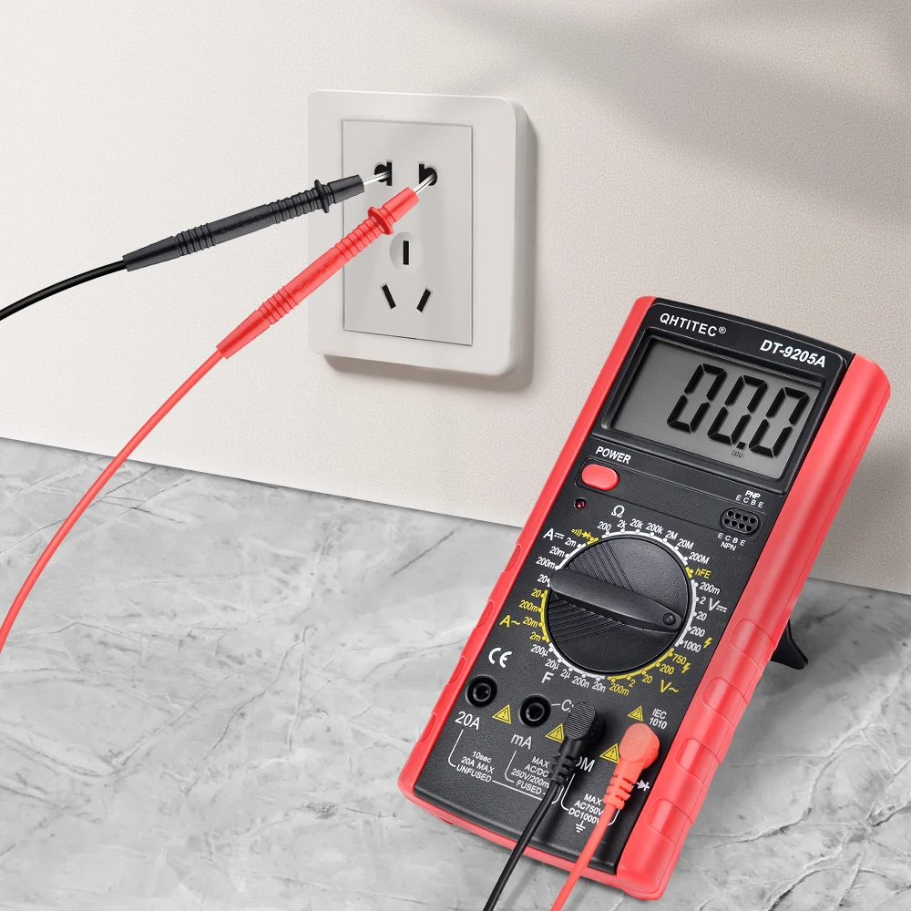 Цифровой мультиметр QHTITEC DT9205A, транзисторный испытатель переменного/постоянного тока, электрический тестер бесконтактного напряжения, профессиональный аналоговый ампервольтметр с автоматическим диапазоном