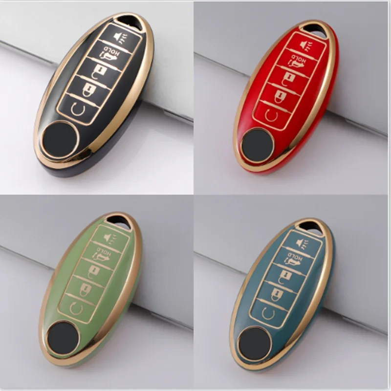 Car Key Bag For Nissan Rouge Maxima Altima Sentra Murano Qashqai 5 Buttons Keychain Fashion Soft TPU Car Key Case Cover Fob