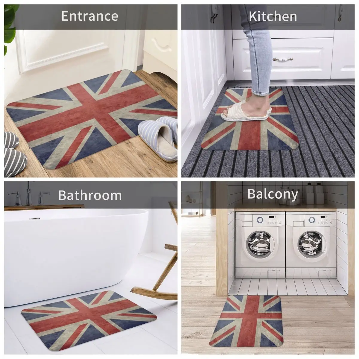 Union UK Flag Doormat Bathroom Welcome  Carpet Entrance Home Living Room Kingdom Country United Absorbent Floor Rug Door Mat