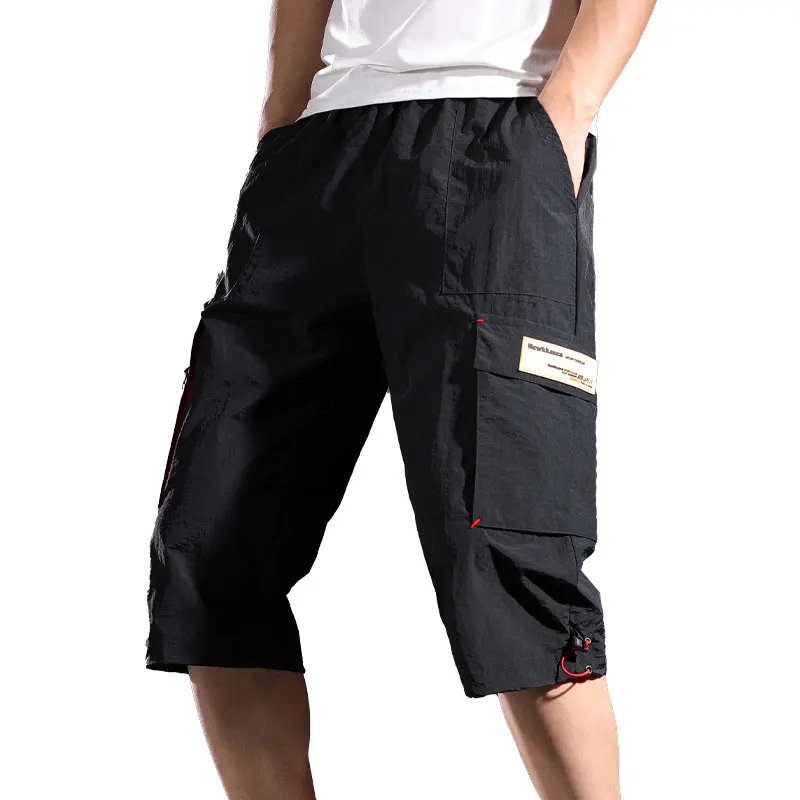 Men Sports Calf-Length Short Men Sweatpants Stretched Capris Pants Sportswear Training Jogging  Loose Casual Cropped Trousers