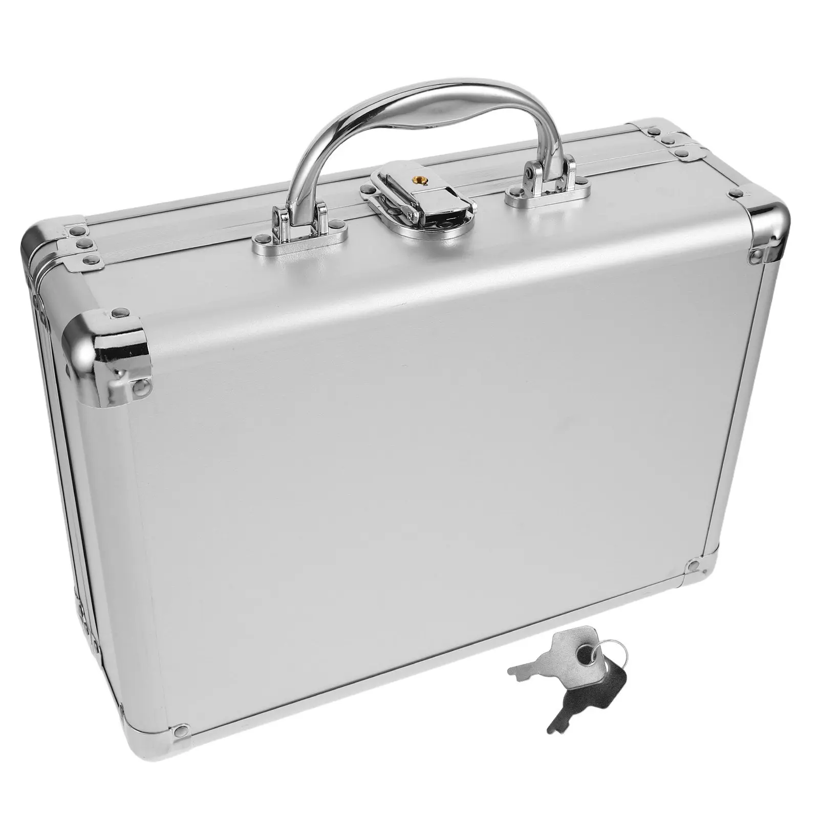 Aluminum Alloy Storage Box Lockable Portable Hard Case 3 Layer Foam Padding Toolbox Documents Microphones Cameras Electronics