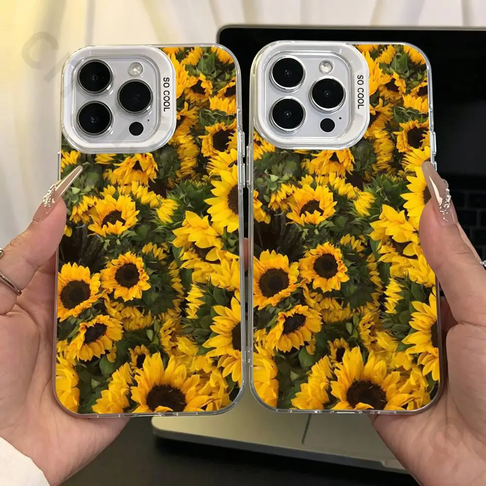 

Yellow Sunflower Phone Case For iPhone Air 16 15 14 Pro Max Plus 13 12 11 17 Pro Max Mini Hard Cover