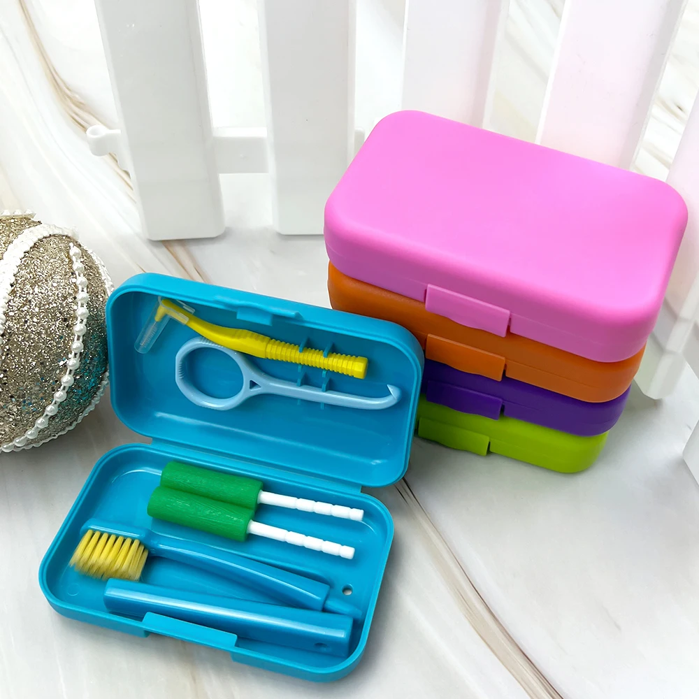 Portable Toothbrush Box Orthodontic Oral Hygiene Tools Kits Interdental Brush Teeth Dental Chew Travel Toothbrush Teeth Whitenin