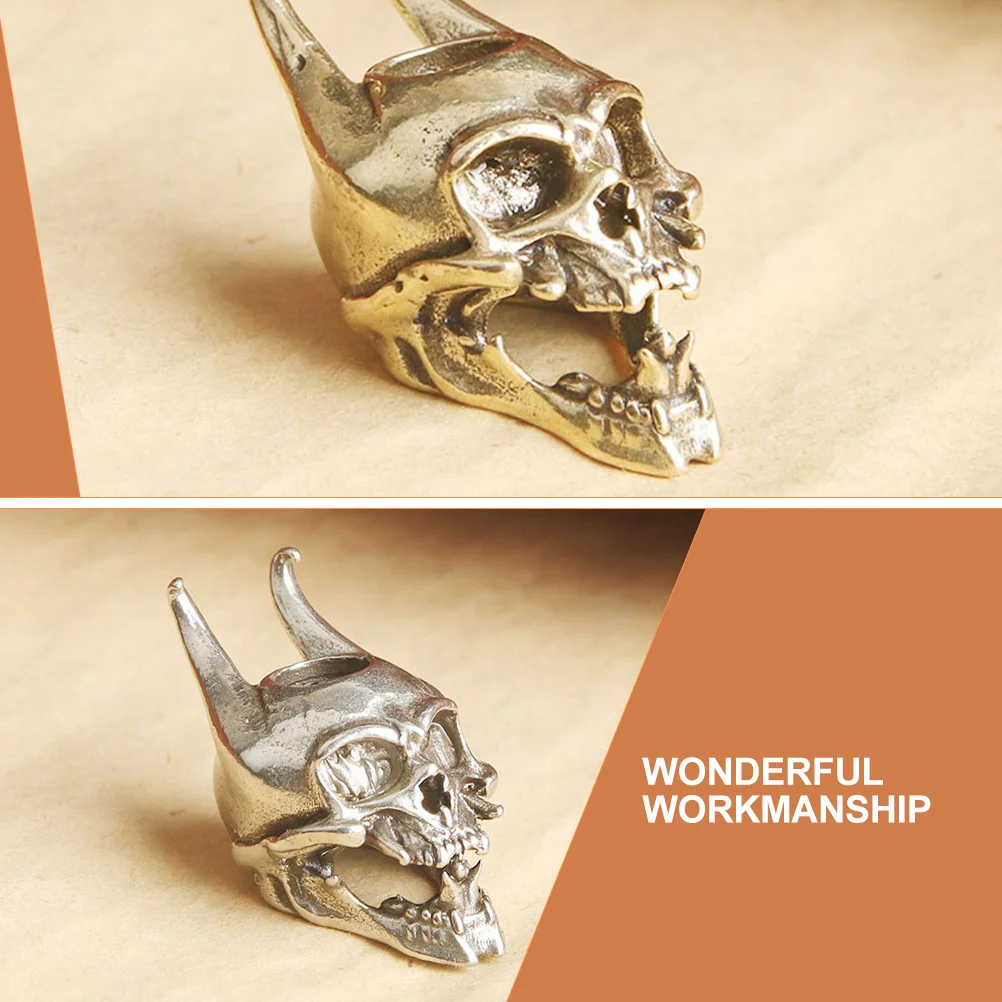 

2Pcs Skull Head Copper Pendant Ancient Satan Vintage Retro Style DIY Charm Key Chain Necklace Crafts Handmade Jewelry