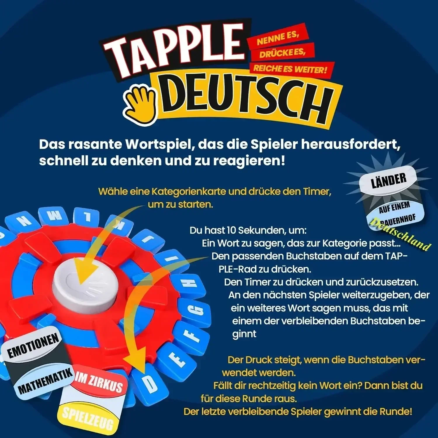 New2024 German Tapple Game Think Words Game German Board Games Christmas Eve Gift for Adults Children Letter Game Deutsch