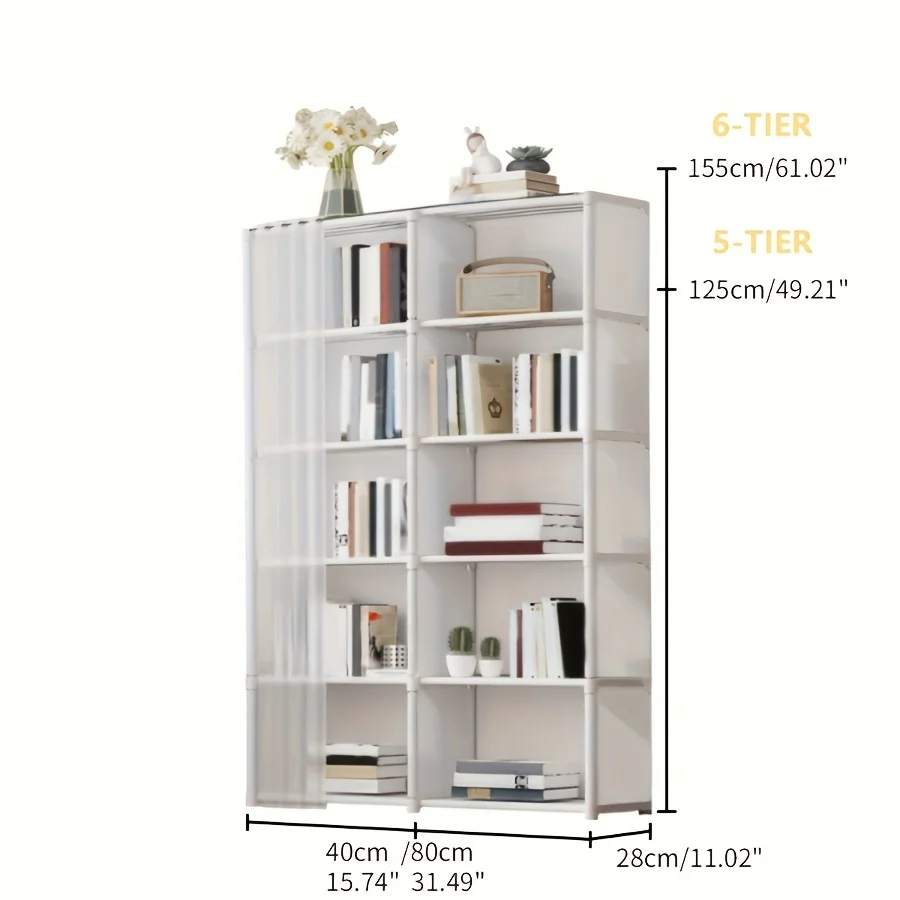 A Versatile 6-Tier Storage Shelf That Is Easy to Assemble, Measuring 15.75 Inches, Ideal for Clothing Storage. It Serves As a Du