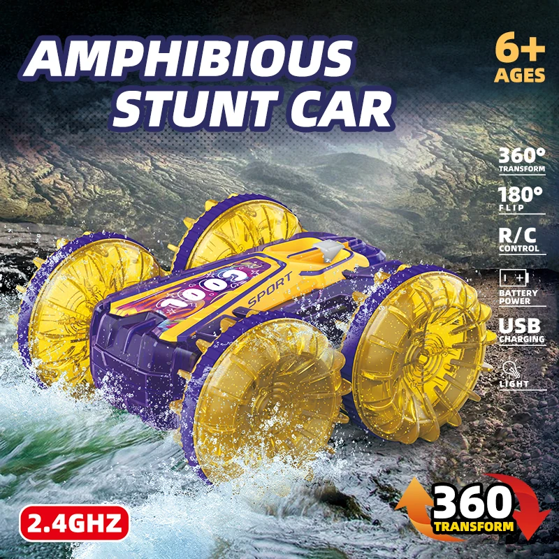 Amphibious Electric Remote Control Vehicle, Music, Lighting, Gesture Sensing, Off-road Vehicle, Children's Christmas Gifts