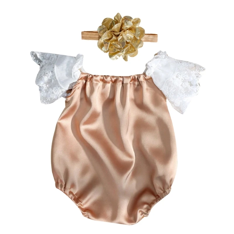 

Infant Photography Outfit Flower Headband Bowknot Jumpsuits Photostudio Props Baby Photo Costume Newborns Shower Gift