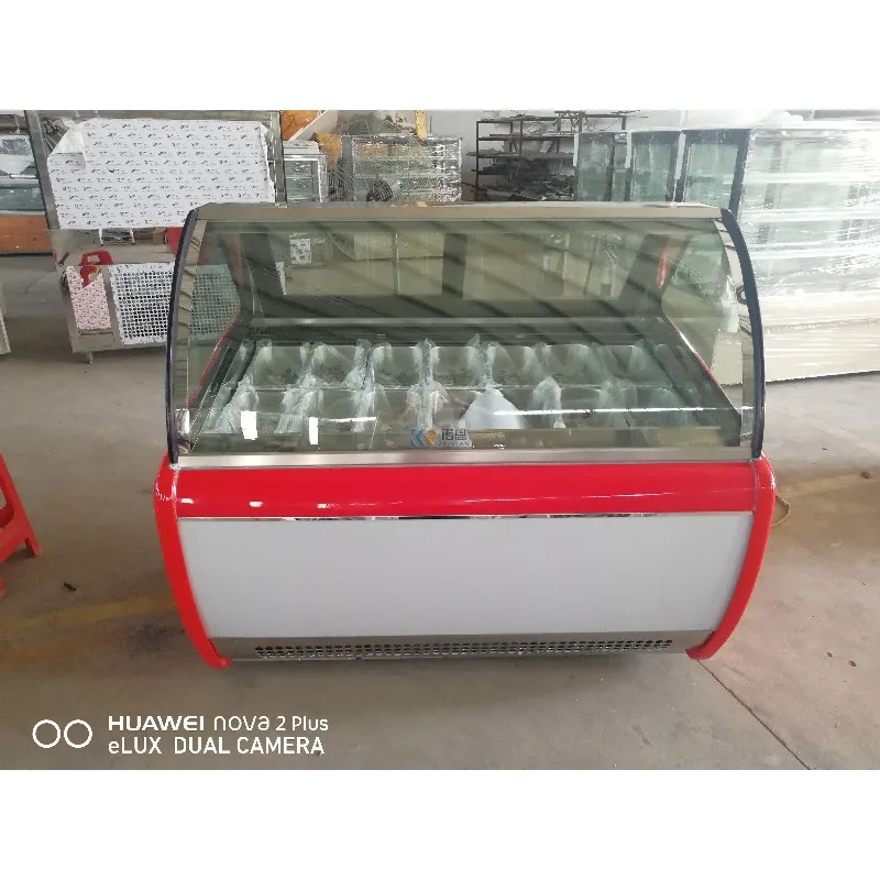 Customized Glass Ice Cream Display Cabinet Gelato Popsicle Display Showcase Freezer