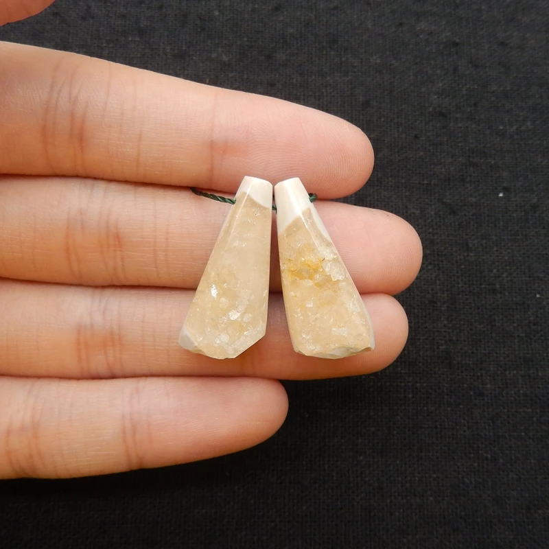 Natural Agate Crystal Earring Beads Front Drilled 25x11x9mm Elegant Daily DIY Jewelry Accessories Gift for Her 6.4g