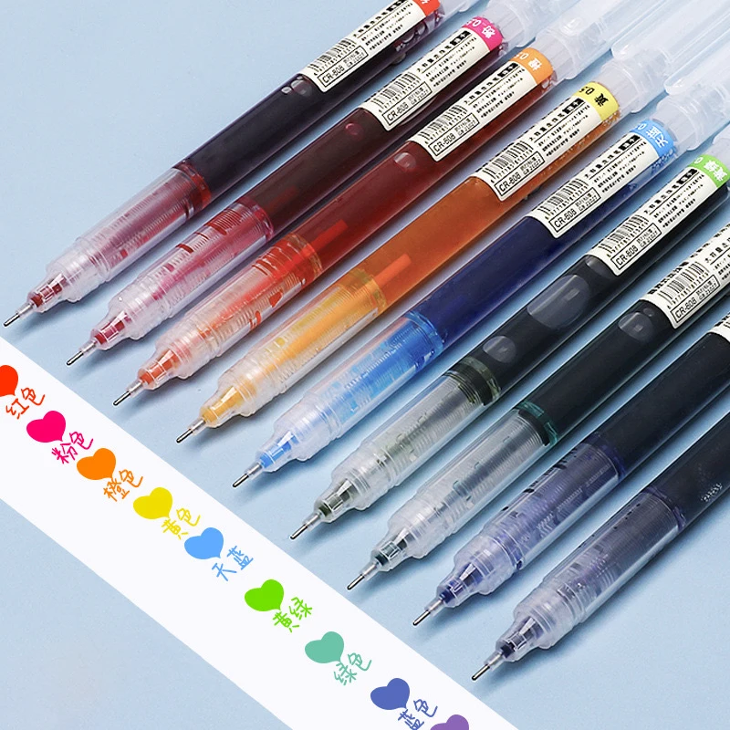 10pcs Large Capacity Quick Drying Needle Tip Colored Gel Pen 0.5mm Fine Pointed Ballpoint Pens Black/Red/Blue Ink Diary Drawing