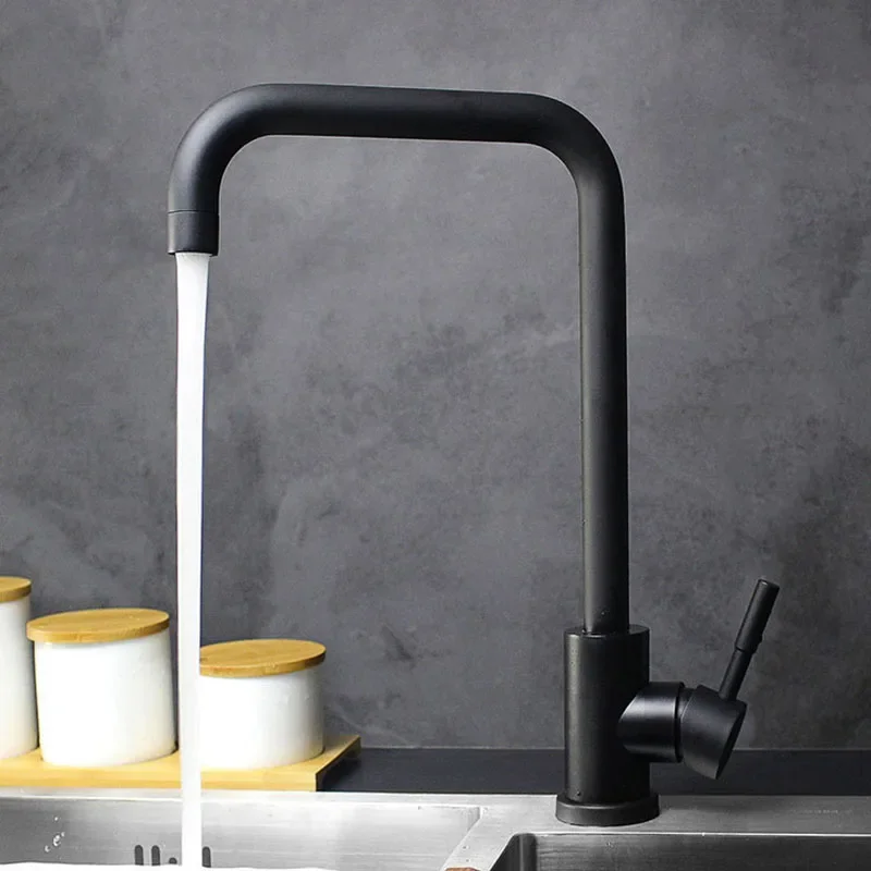 Black & White Color 304 Stainless Steel Hot And Cold Kitchen Faucet Dual Sink Rotation Kitchen Water Tap Mixer