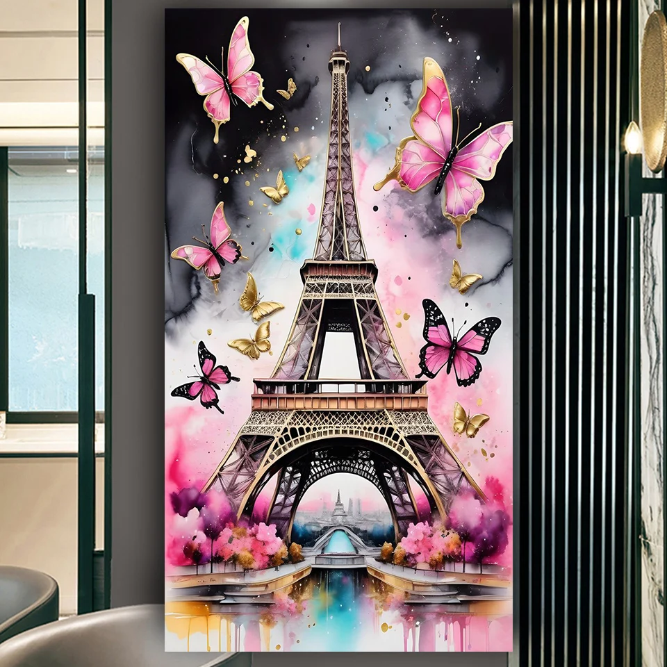 Paris Tower Butterfly Diy diamond Mosaic art Full Square Round Diamond painting Big Size New 2026 Romantic City home decoration