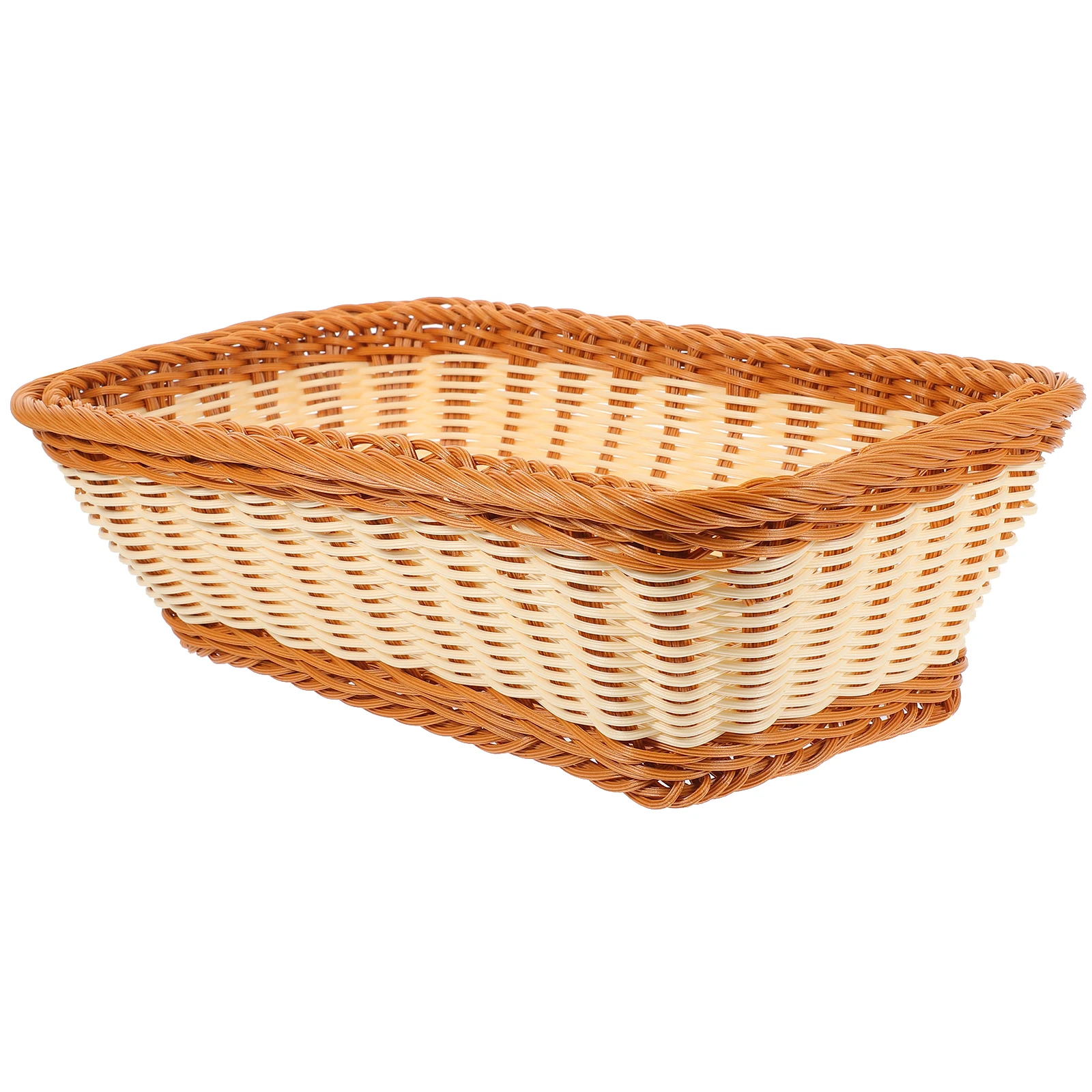 

Stylish Imitation Woven Bread Basket Woven Snacks Basket Fruit Storage Snack Organizer PVC Kitchen Home Serving Tray Party