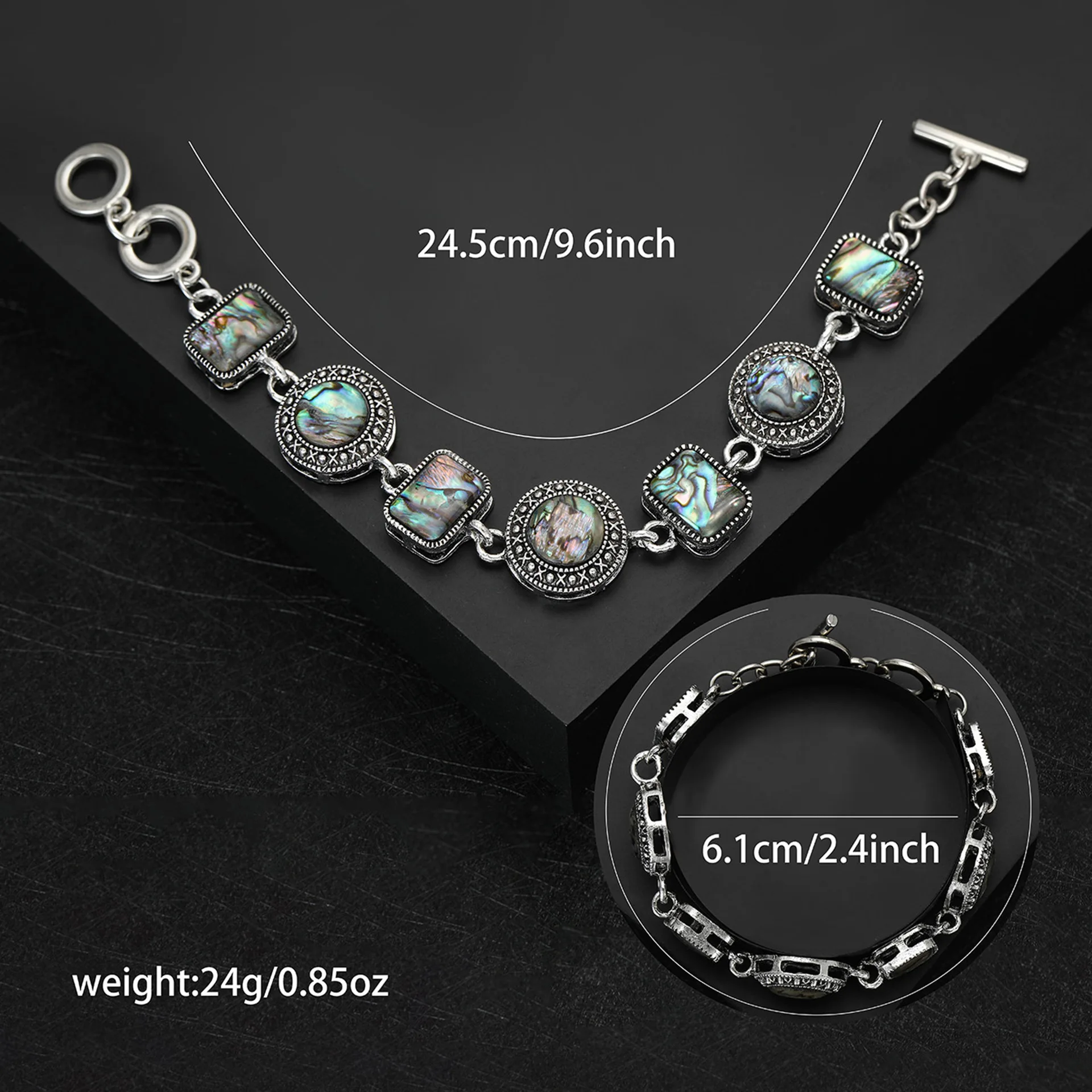 Vintage Ethnic Style Abalone Shell Bracelets For Women Fashion Loop Buckle Chain Bangle Jewelry Friends Gifts Party Office Decor