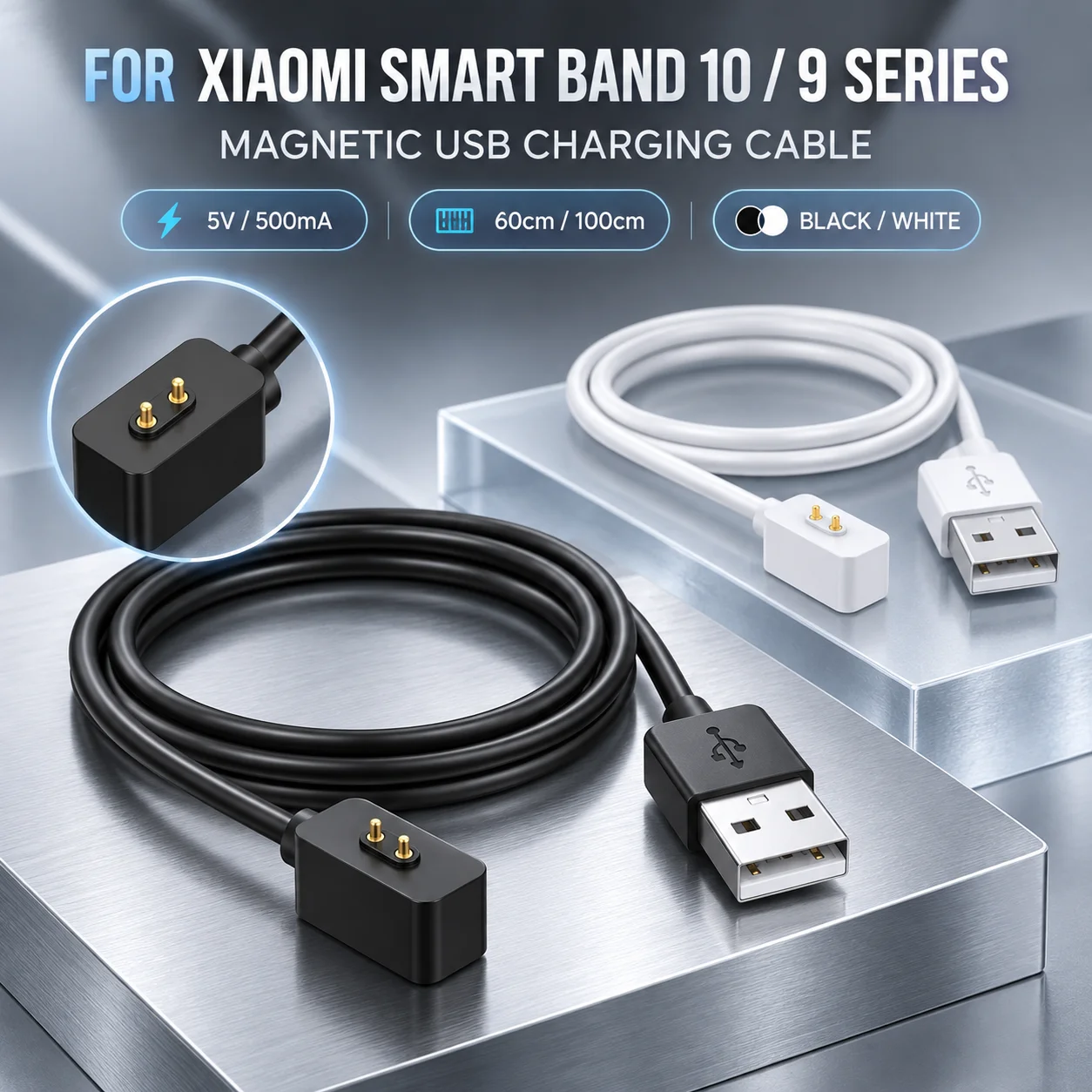 Chargeur USB pour Xiaomi Mi Band 8/9/10/Redmi Band 2/Watch 3 Active/Redmi Watch 5 Lite/Smart Band 8 Pro, câble de chargement magnétique.