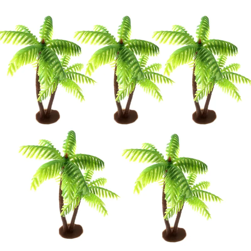 5Pcs Mini Plastic Coconut Palm Tree Plant Craft Micro Landscape Aquarium Decor Home Desk Figurines Miniatures Plant