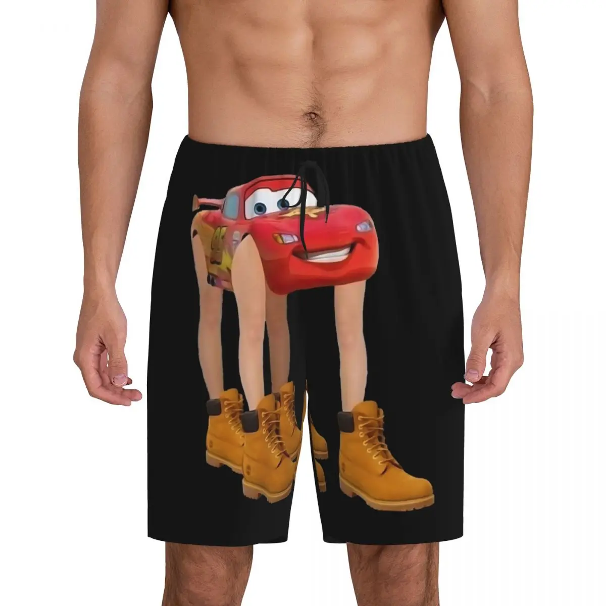 Relâmpago Mcqueen dos homens Dos Desenhos Animados Pijama Shorts, Pijamas, Lounge Bottom, Stretch Sleep Short Pjs com Bolsos, Personalizado, Carros