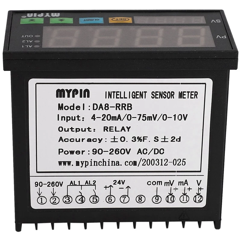 5X Mypin الاستشعار الرقمي متر متعدد الوظائف ذكي LED عرض 0-75Mv/4-20Ma/0-10 فولت 2 التتابع إنذار الناتج Da8-Rrb #4